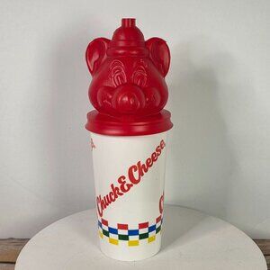 Vintage 1993 Chuck E. Cheese Souvenir Cup With Red Mouse Lid - RARE!!